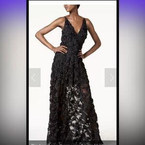 Black appliqué gown